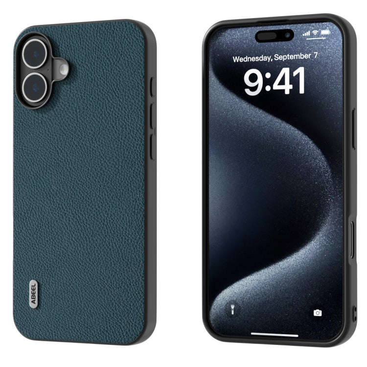 ABEEL Genuine Leather + PC Litchi Texture Phone Case, For iPhone 16 Pro Max, For iPhone 16 Pro, F...