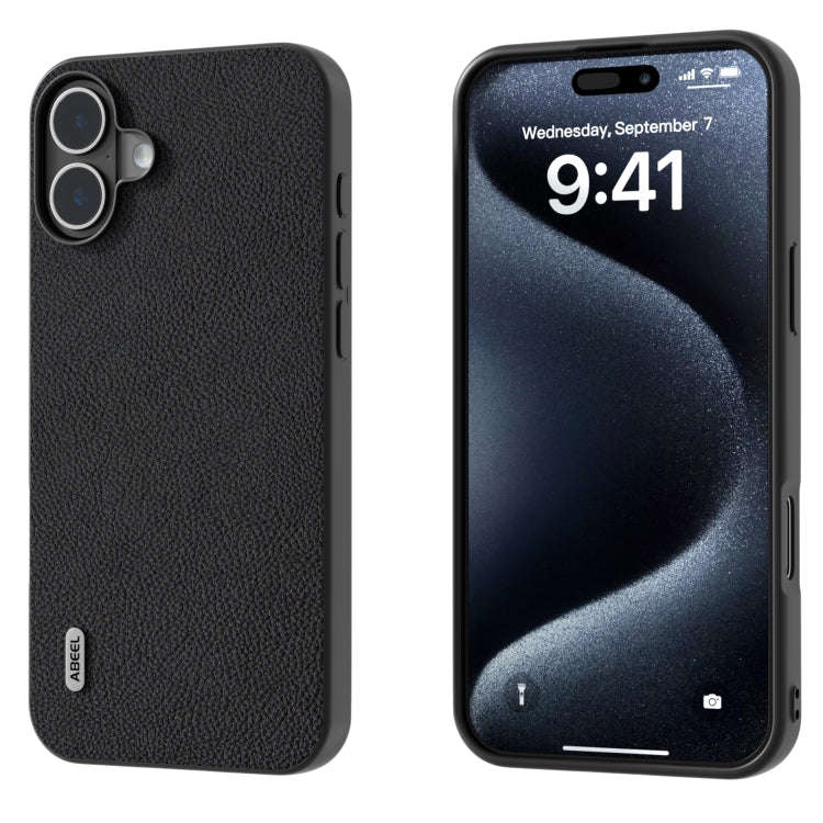 ABEEL Genuine Leather + PC Litchi Texture Phone Case, For iPhone 16 Pro Max, For iPhone 16 Pro, F...