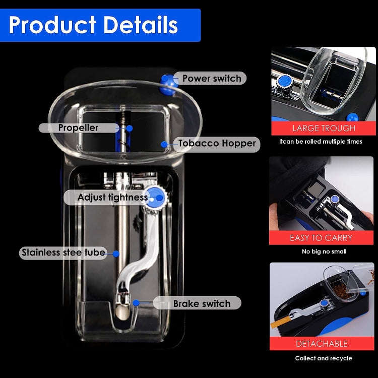 Automatic Electric Cigarette Rolling Machine Cigarette Injector Maker, Diameter: 6.5mm, EU Plug, ...