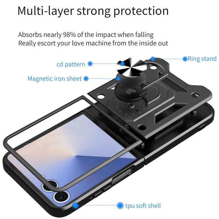 Armor Magnetic Bracket TPU+PC Phone Case, For Samsung Galaxy Z Flip7, For Samsung Galaxy Z Flip6 ...