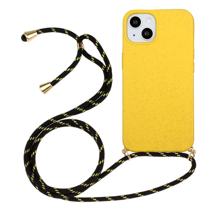 Wheat Straw Material + TPU Phone Case with Lanyard, For iPhone 15 Pro Max, For iPhone 15 Pro, For...