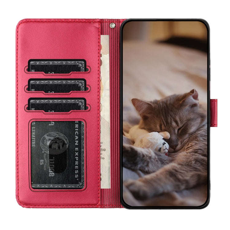 Cat Embossing Pattern Leather Phone Case with Lanyard, For iPhone 13 Pro Max, For iPhone 13 Pro, ...