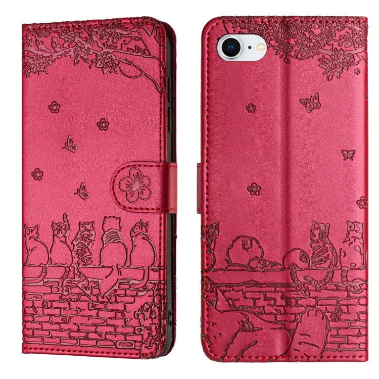 Cat Embossing Pattern Leather Phone Case with Lanyard, For iPhone 18 Pro / 17 Pro, For iPhone 18 ...