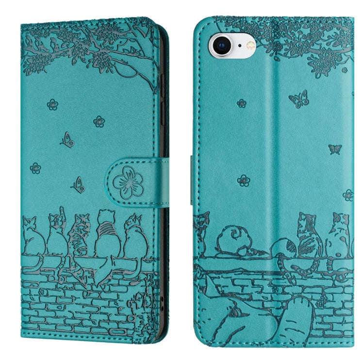 Cat Embossing Pattern Leather Phone Case with Lanyard, For iPhone 18 Pro / 17 Pro, For iPhone 18 ...