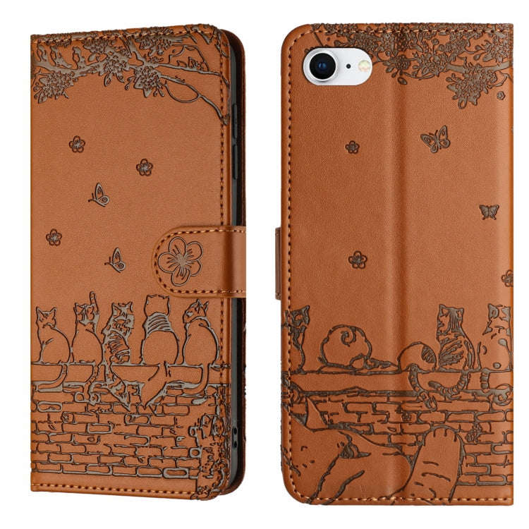 Cat Embossing Pattern Leather Phone Case with Lanyard, For iPhone 18 Pro / 17 Pro, For iPhone 18 ...