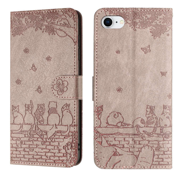 Cat Embossing Pattern Leather Phone Case with Lanyard, For iPhone 18 Pro / 17 Pro, For iPhone 18 ...