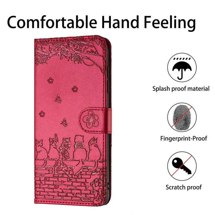 Cat Embossing Pattern Leather Phone Case with Lanyard, For iPhone 18 Pro / 17 Pro, For iPhone 18 ...