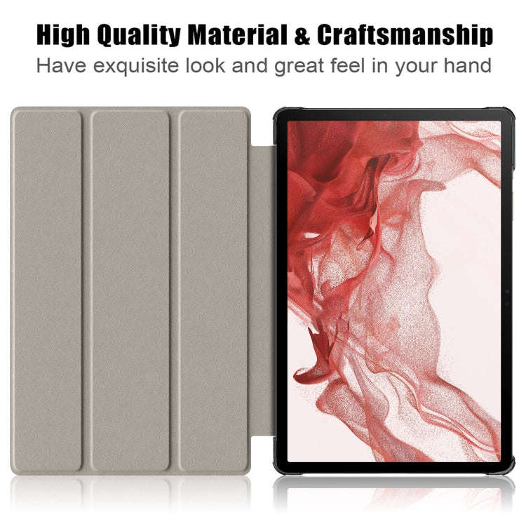 Custer Pure Color 3-Fold Holder Smart Leather Tablet Case, For Samsung Galaxy Tab S9+