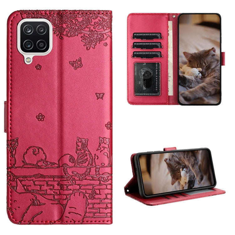 Cat Embossing Pattern Leather Phone Case with Lanyard, For Samsung Galaxy A32 5G, For Samsung Gal...
