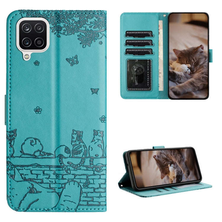Cat Embossing Pattern Leather Phone Case with Lanyard, For Samsung Galaxy A32 5G, For Samsung Gal...