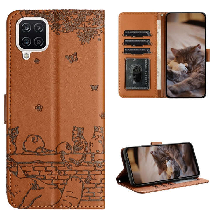 Cat Embossing Pattern Leather Phone Case with Lanyard, For Samsung Galaxy A32 5G, For Samsung Gal...