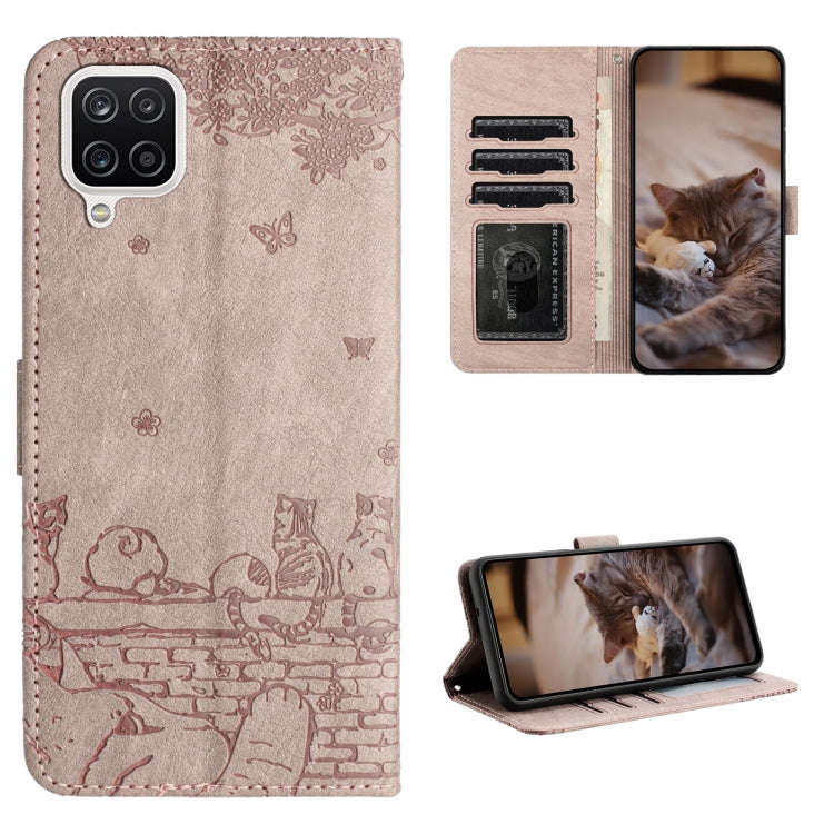 Cat Embossing Pattern Leather Phone Case with Lanyard, For Samsung Galaxy A32 5G, For Samsung Gal...