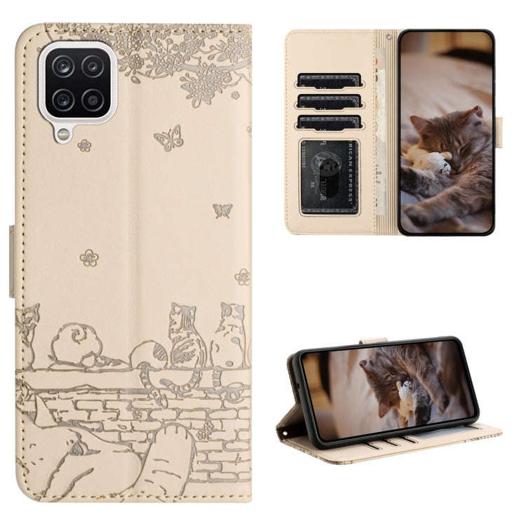 Cat Embossing Pattern Leather Phone Case with Lanyard, For Samsung Galaxy A32 5G, For Samsung Gal...