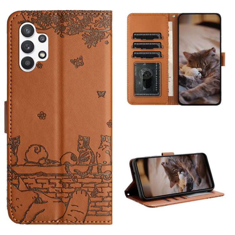 Cat Embossing Pattern Leather Phone Case with Lanyard, For Samsung Galaxy A13 4G, For Samsung Gal...
