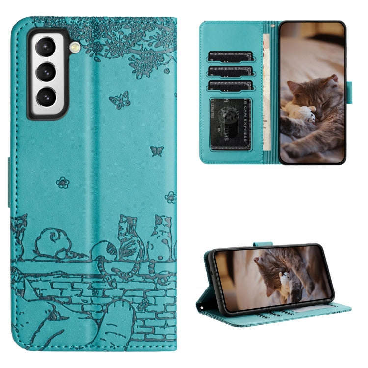 Cat Embossing Pattern Leather Phone Case with Lanyard, For Samsung Galaxy A32 5G, For Samsung Gal...
