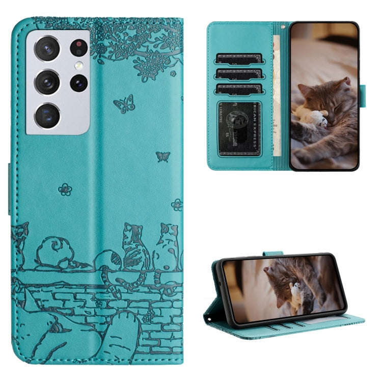 Cat Embossing Pattern Leather Phone Case with Lanyard, For Samsung Galaxy A32 5G, For Samsung Gal...