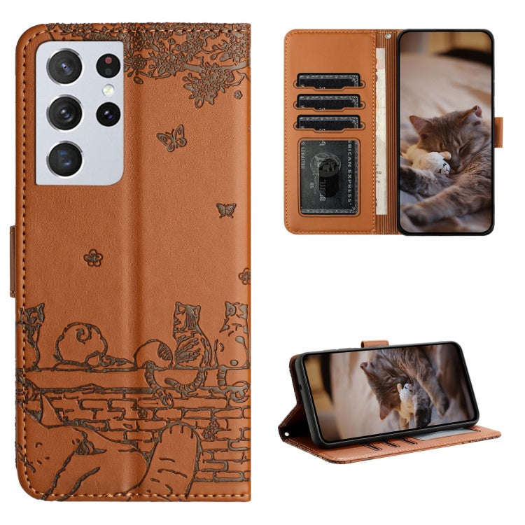 Cat Embossing Pattern Leather Phone Case with Lanyard, For Samsung Galaxy A32 5G, For Samsung Gal...