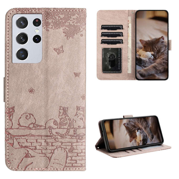 Cat Embossing Pattern Leather Phone Case with Lanyard, For Samsung Galaxy A32 5G, For Samsung Gal...