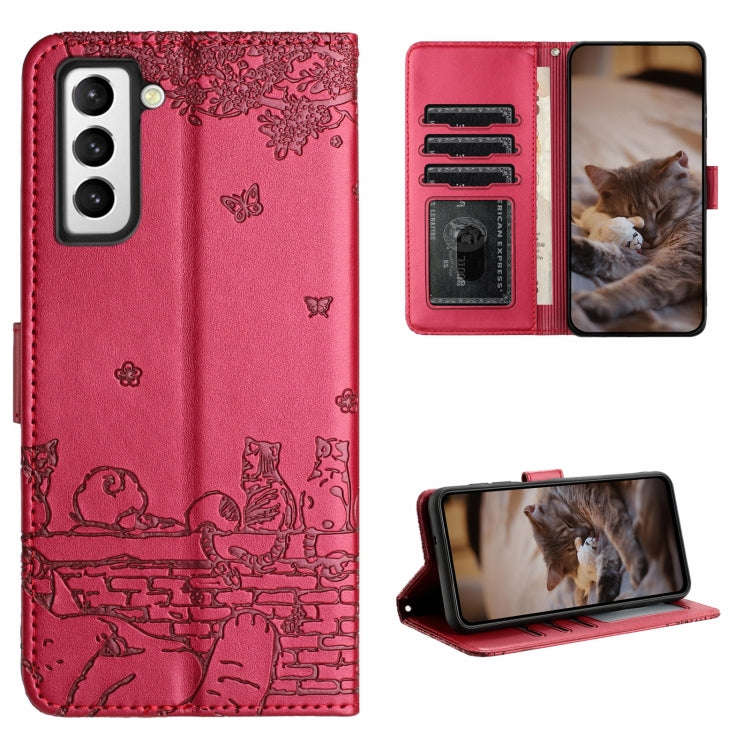 Cat Embossing Pattern Leather Phone Case with Lanyard, For Samsung Galaxy A32 5G, For Samsung Gal...