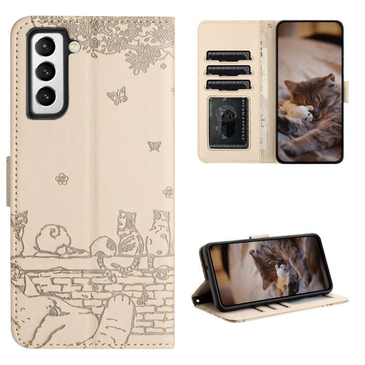 Cat Embossing Pattern Leather Phone Case with Lanyard, For Samsung Galaxy A32 5G, For Samsung Gal...