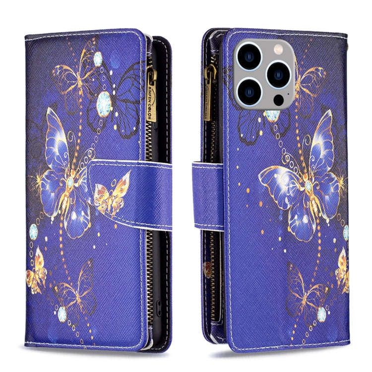 Colored Drawing Pattern Zipper Phone Leather Case, For iPhone 16 Pro Max, For iPhone 16 Pro, For ...