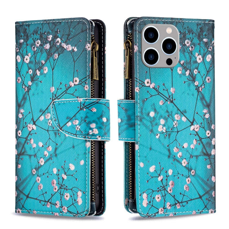 Colored Drawing Pattern Zipper Phone Leather Case, For iPhone 16 Pro Max, For iPhone 16 Pro, For ...