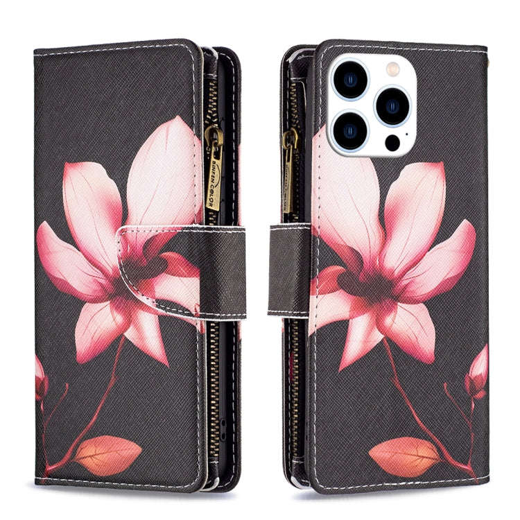 Colored Drawing Pattern Zipper Phone Leather Case, For iPhone 16 Pro Max, For iPhone 16 Pro, For ...