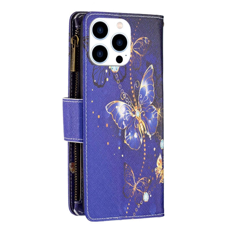 Colored Drawing Pattern Zipper Phone Leather Case, For iPhone 16 Pro Max, For iPhone 16 Pro, For ...