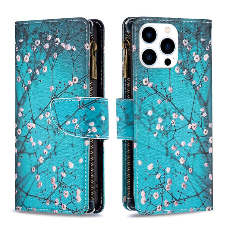Colored Drawing Pattern Zipper Phone Leather Case, For iPhone 16 Pro Max, For iPhone 16 Pro, For ...
