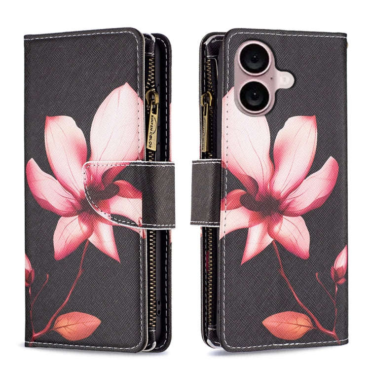 Colored Drawing Pattern Zipper Phone Leather Case, For iPhone 16 Pro Max, For iPhone 16 Pro, For ...