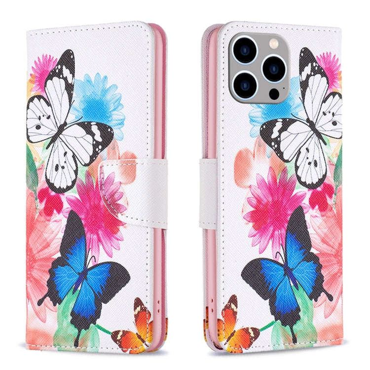 Colored Drawing Pattern Leather Phone Case, For iPhone 16 Pro Max, For iPhone 16 Pro, For iPhone ...