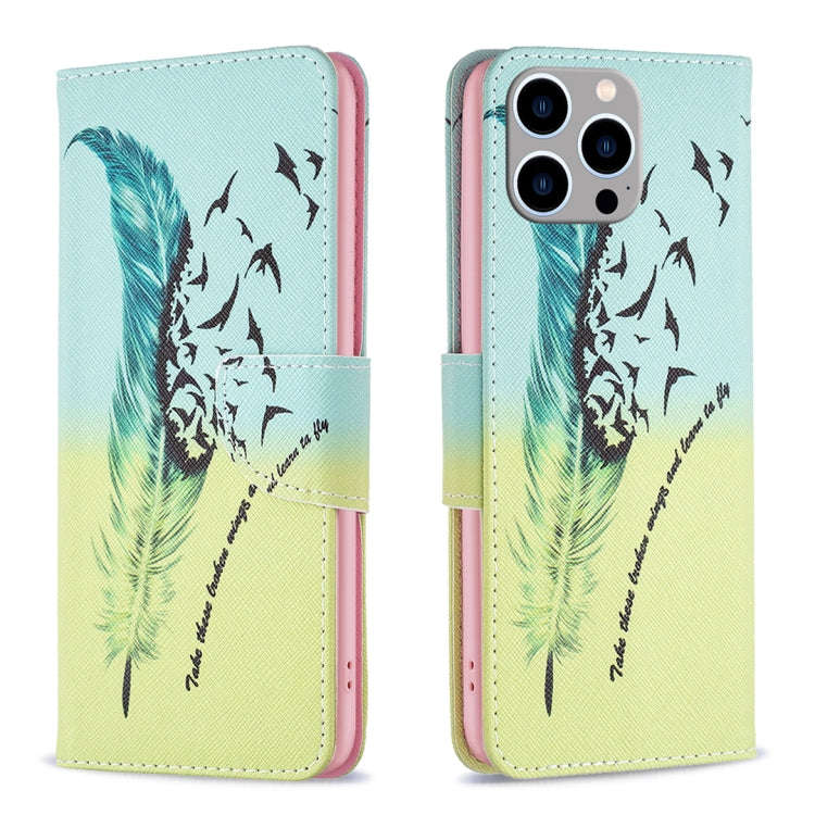 Colored Drawing Pattern Leather Phone Case, For iPhone 16 Pro Max, For iPhone 16 Pro, For iPhone ...