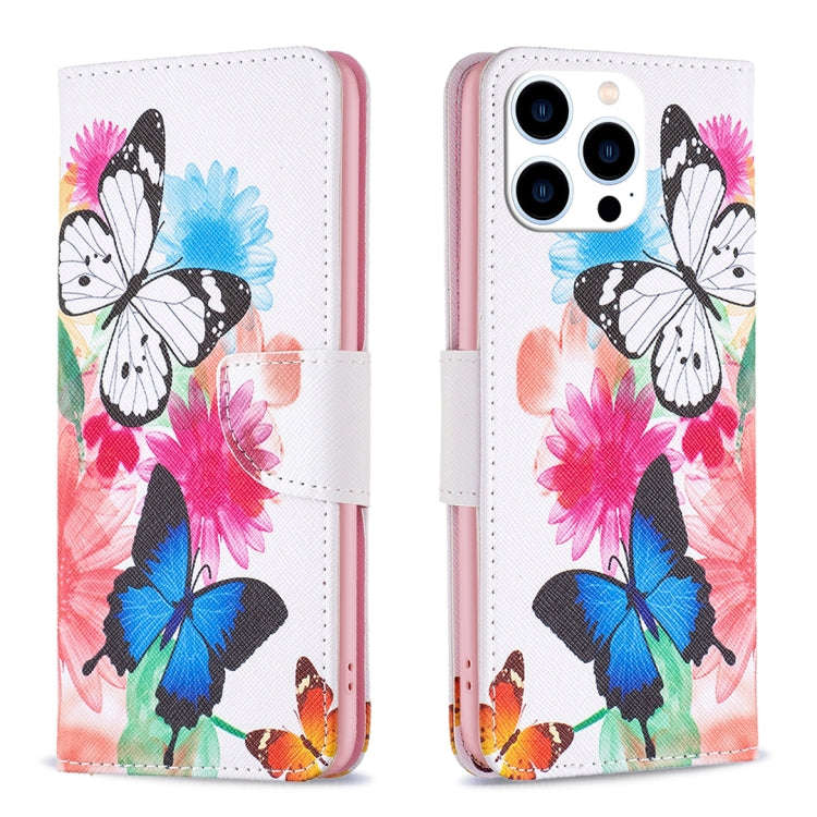 Colored Drawing Pattern Leather Phone Case, For iPhone 16 Pro Max, For iPhone 16 Pro, For iPhone ...
