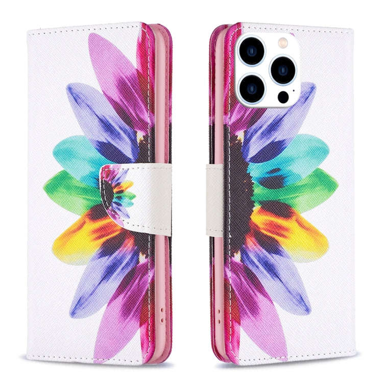 Colored Drawing Pattern Leather Phone Case, For iPhone 16 Pro Max, For iPhone 16 Pro, For iPhone ...