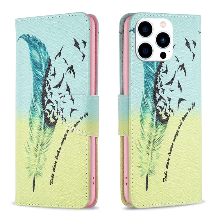 Colored Drawing Pattern Leather Phone Case, For iPhone 16 Pro Max, For iPhone 16 Pro, For iPhone ...