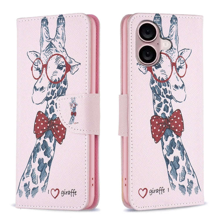 Colored Drawing Pattern Leather Phone Case, For iPhone 16 Pro Max, For iPhone 16 Pro, For iPhone ...
