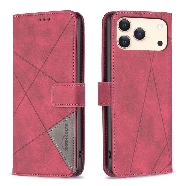 Magnetic Buckle Rhombus Texture Leather Phone Case, For iPhone 18 Pro/17 Pro, For iPhone 18 Pro M...