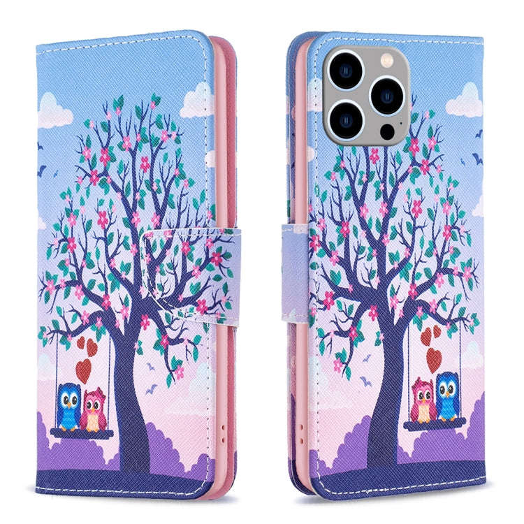 Colored Drawing Pattern Flip Leather Phone Case, For iPhone 15 Pro Max, For iPhone 15 Pro, For iP...