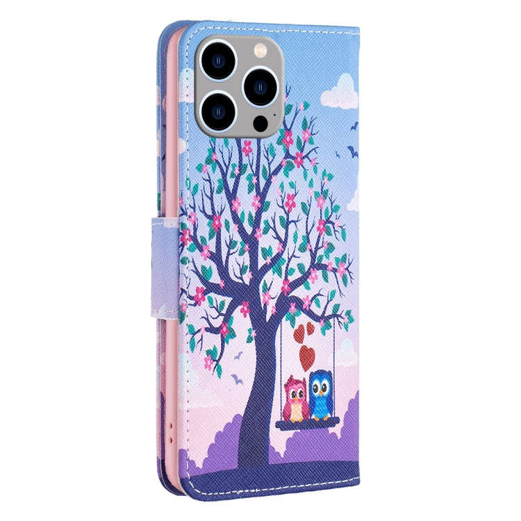 Colored Drawing Pattern Flip Leather Phone Case, For iPhone 15 Pro Max, For iPhone 15 Pro, For iP...