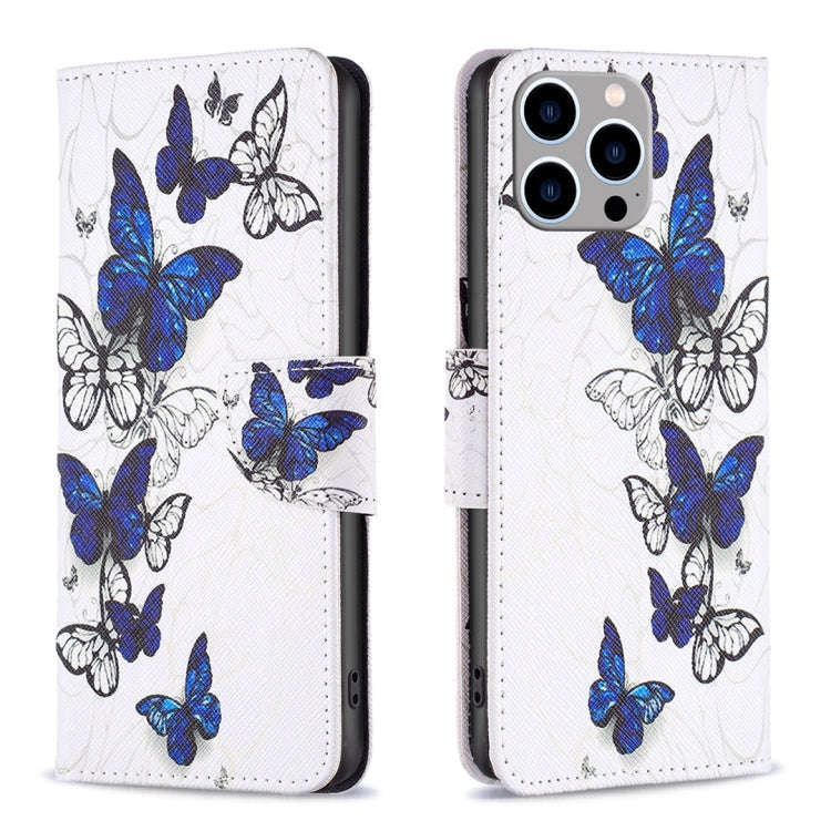 Colored Drawing Pattern Flip Leather Phone Case, For iPhone 15 Pro Max, For iPhone 15 Pro, For iP...