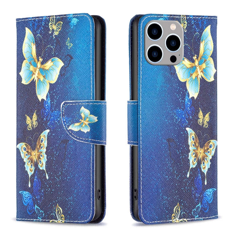 Colored Drawing Pattern Flip Leather Phone Case, For iPhone 15 Pro Max, For iPhone 15 Pro, For iP...