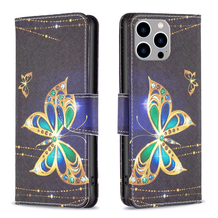 Colored Drawing Pattern Flip Leather Phone Case, For iPhone 15 Pro Max, For iPhone 15 Pro, For iP...