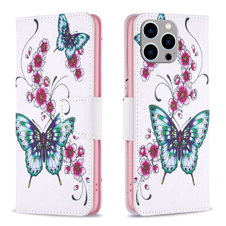 Colored Drawing Pattern Flip Leather Phone Case, For iPhone 15 Pro Max, For iPhone 15 Pro, For iP...