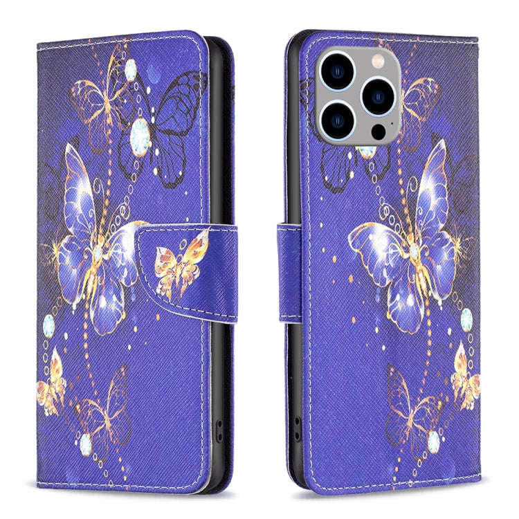 Colored Drawing Pattern Flip Leather Phone Case, For iPhone 15 Pro Max, For iPhone 15 Pro, For iP...