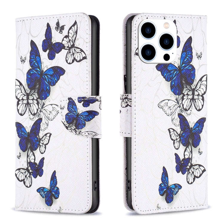 Colored Drawing Pattern Flip Leather Phone Case, For iPhone 15 Pro Max, For iPhone 15 Pro, For iP...