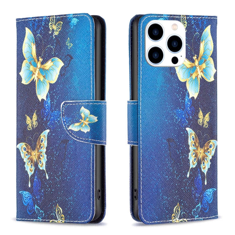 Colored Drawing Pattern Flip Leather Phone Case, For iPhone 15 Pro Max, For iPhone 15 Pro, For iP...