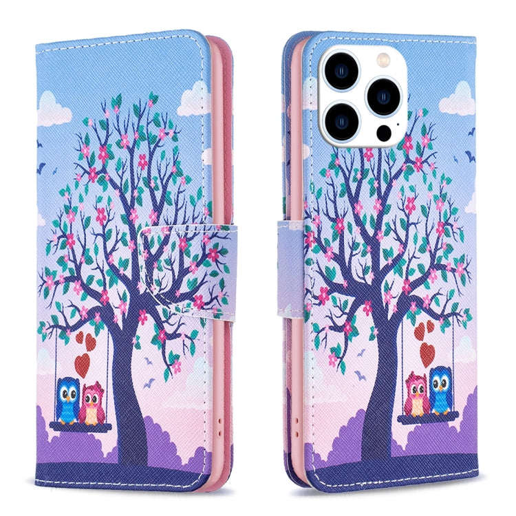 Colored Drawing Pattern Flip Leather Phone Case, For iPhone 16 Pro Max, For iPhone 16 Pro, For iP...
