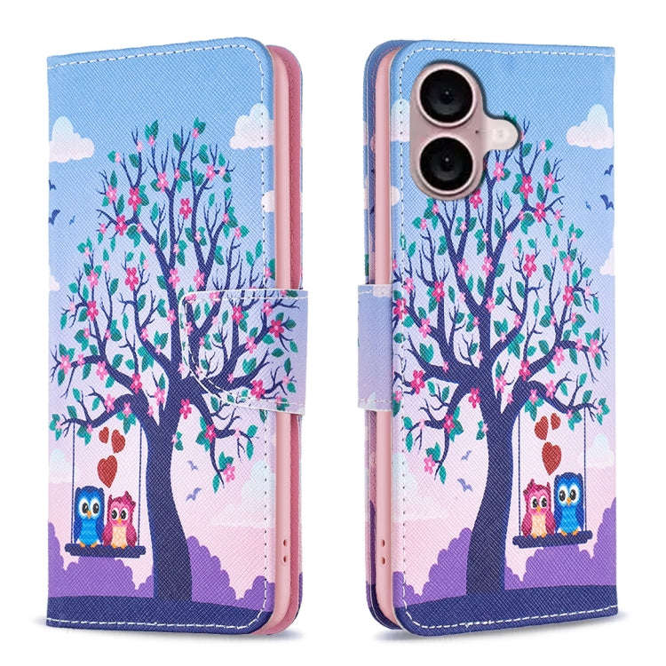 Colored Drawing Pattern Flip Leather Phone Case, For iPhone 16 Pro Max, For iPhone 16 Pro, For iP...