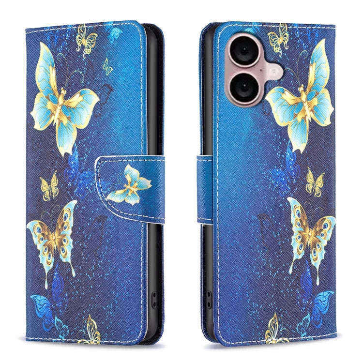 Colored Drawing Pattern Flip Leather Phone Case, For iPhone 16 Pro Max, For iPhone 16 Pro, For iP...