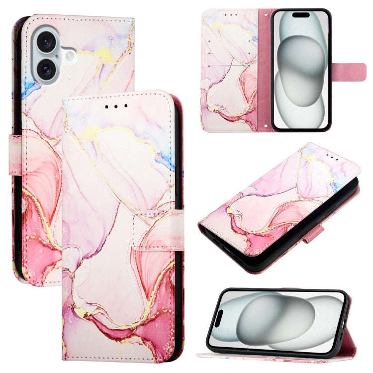PT003 Marble Pattern Flip Leather Phone Case, For iPhone 17e / 16e, For iPhone 16 Pro Max, For iP...